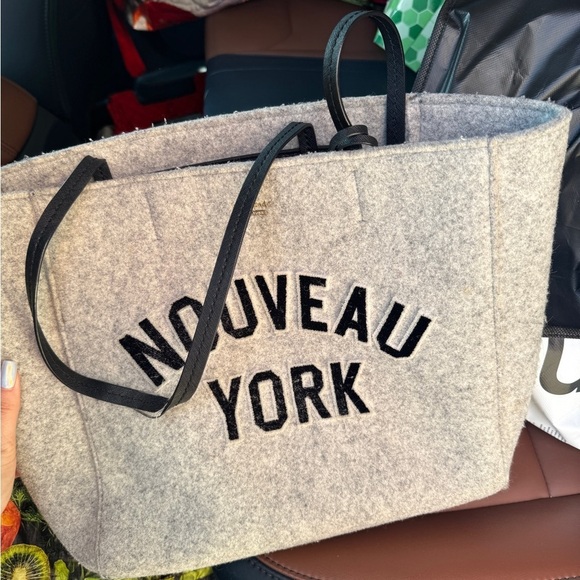 kate spade Handbags - Kate Spade Gray Felt Nouveau York Tote